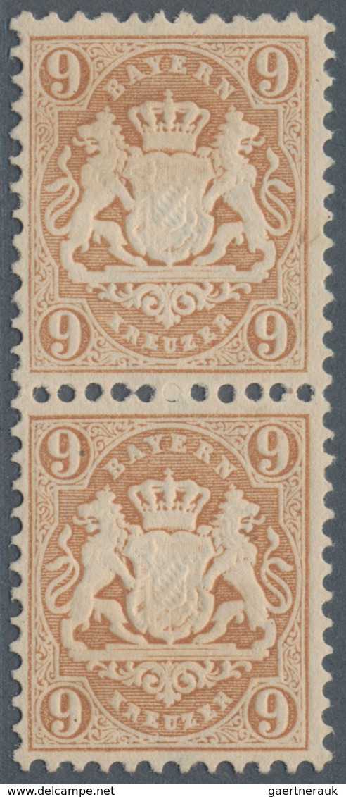 Bayern - Marken Und Briefe: 1873, Wappen 9 Kr. Braunorange SENKRECHTES PAAR Gezähnt Mit Wasserzeiche - Altri & Non Classificati