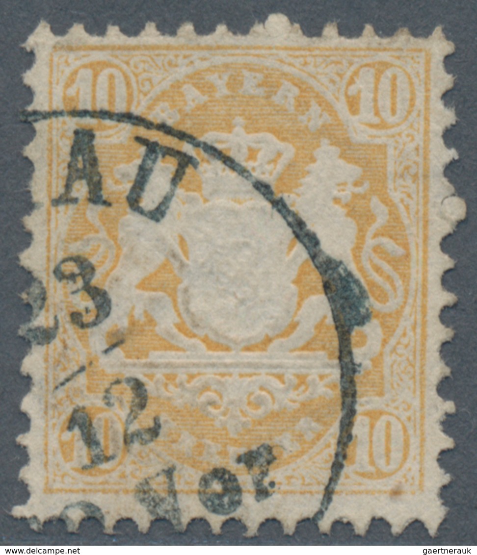 Bayern - Marken Und Briefe: 1873, Wappen 10 Kr. Mattgelb Mit Wasserzeichen X Mit K1 "...AU 23/12", E - Andere & Zonder Classificatie