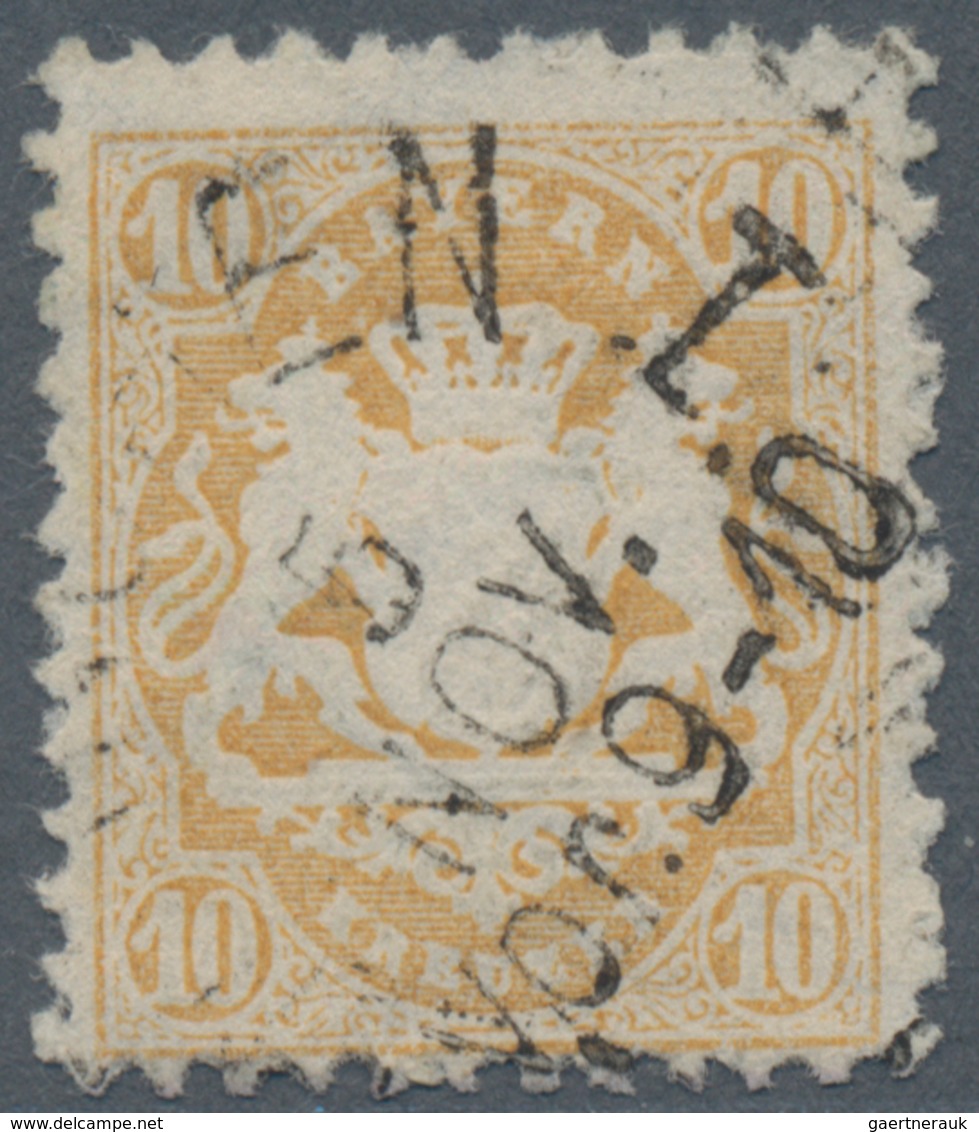 Bayern - Marken Und Briefe: 1873, Wappen 10 Kr. In B-Farbe Dunkelgelb Mit Wasserzeichen X Mit K1 "MÜ - Andere & Zonder Classificatie