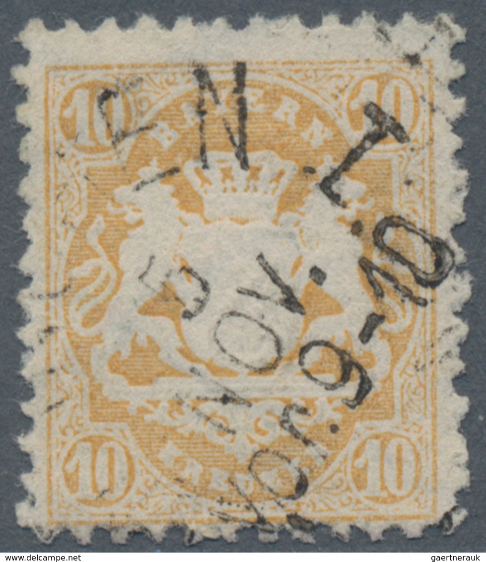 Bayern - Marken Und Briefe: 1873, Wappen 10 Kr. In B-Farbe Dunkelgelb Mit Wasserzeichen X Mit K1 "MÜ - Altri & Non Classificati