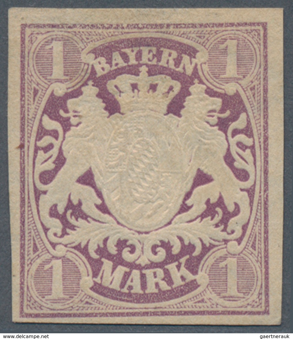 Bayern - Marken Und Briefe: 1874, Wappen 1 Mark Violett Geschnitten Mit Wasserzeichen Rauten, Ungebr - Andere & Zonder Classificatie