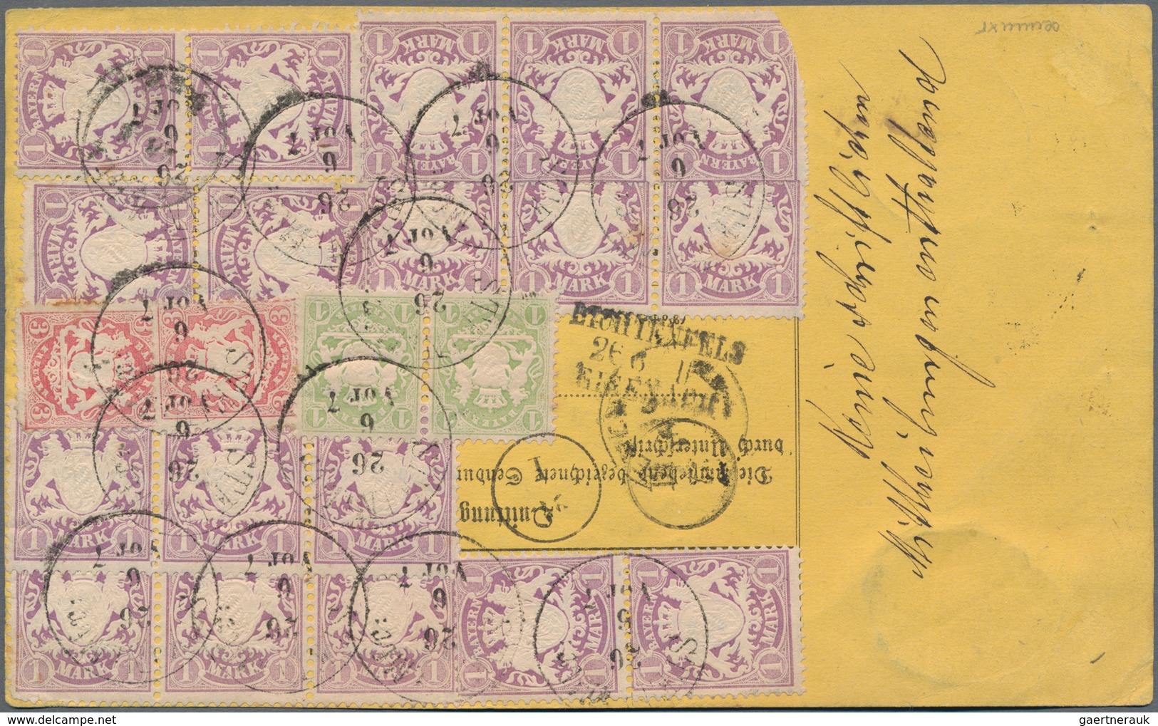 Bayern - Marken Und Briefe: 1875, 1 Mark Violett, 25 Exemplare, Dabei 5 Waagerechte Und 1 Senktechte - Altri & Non Classificati