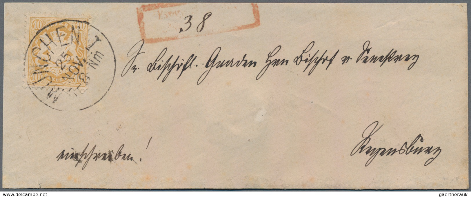 Bayern - Marken Und Briefe: 1875, Wappen 10 Kr. Dunkelchromgelb Mit Wasserzeichen 2 (weite Wellen) A - Altri & Non Classificati