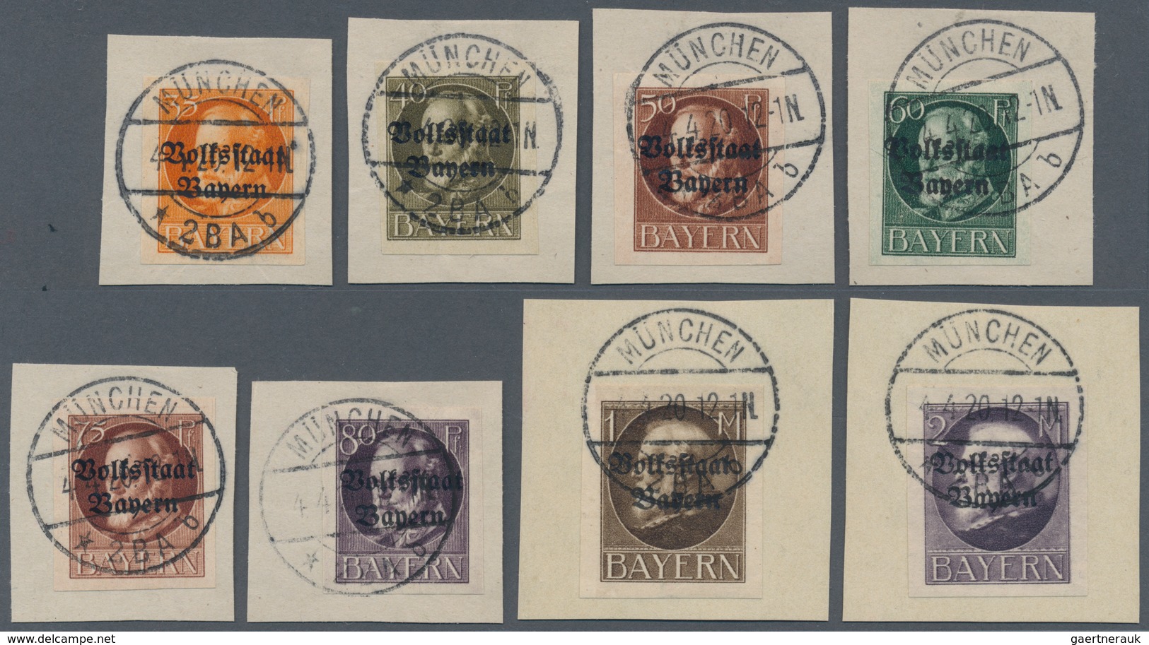 Bayern - Marken Und Briefe: 1919, 3 Pf - 20 Mark Ludwig III Je Sauber Gestempelt Auf Briefstücken, H - Andere & Zonder Classificatie