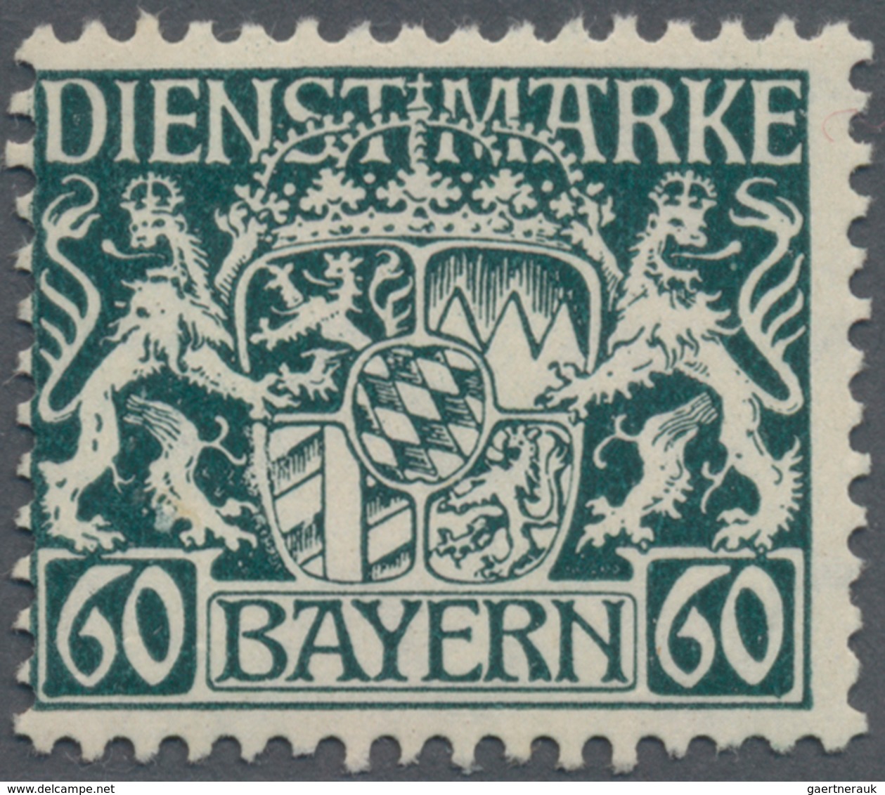 Bayern - Dienstmarken: 1916, 60 Pf Schwarzbläulichgrün Postfrisch, Echt Und Einwandfrei, Etwas Dezen - Altri & Non Classificati