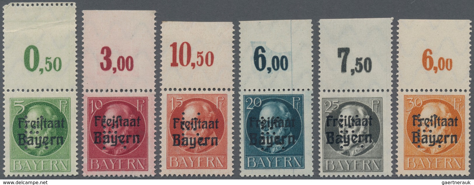 Bayern - Portofreiheitsmarken: 1919/1920, Freimarken Ludwig Sechs Werte Vom Oberrand Mit Lochung "K" - Altri & Non Classificati