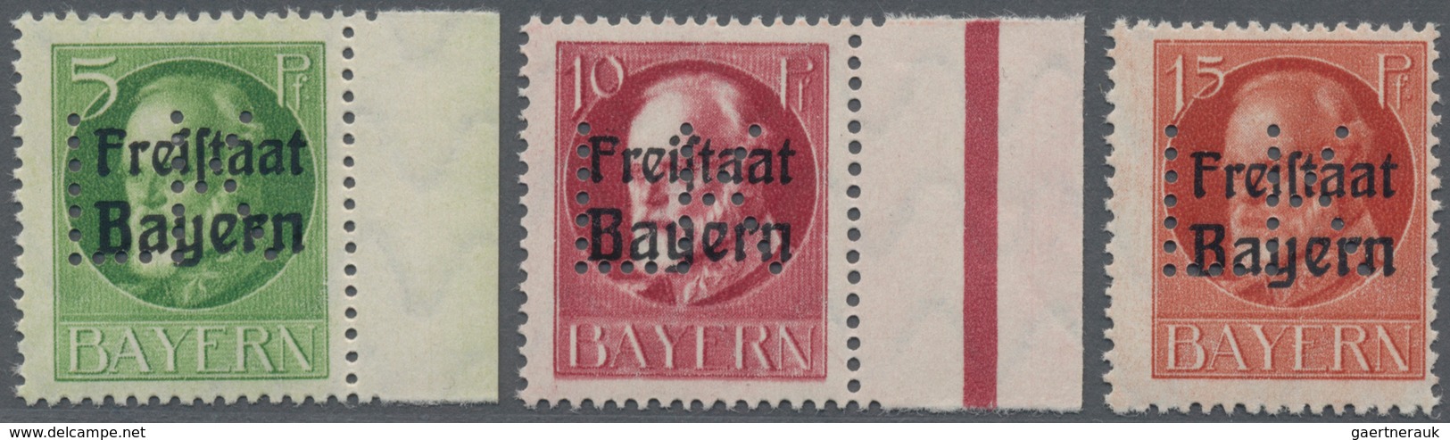 Bayern - Portofreiheitsmarken: 1919/1920, Freimarken Ludwig Sechs Werte Vom Oberrand Mit Lochung "K" - Andere & Zonder Classificatie
