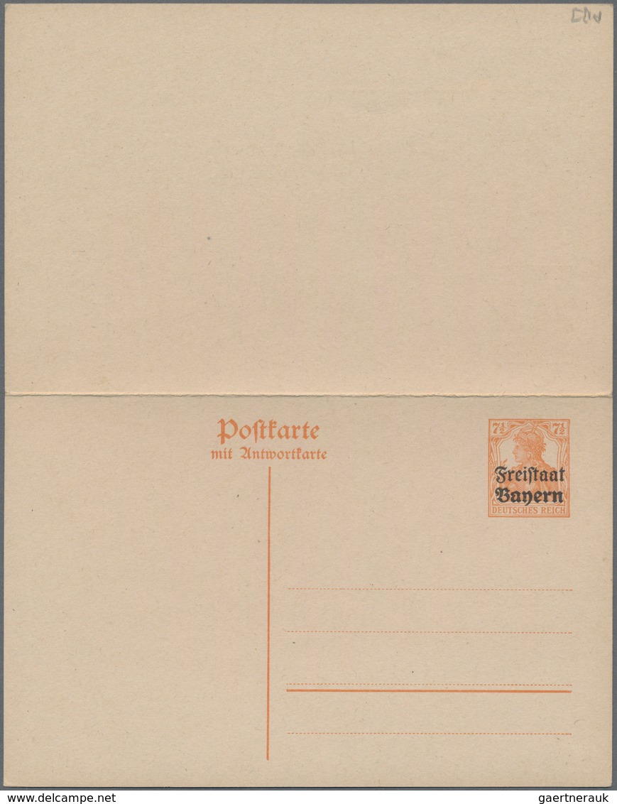 Bayern - Ganzsachen: 1919, 7 1/2 Pf. Germania "Freistaat Bayern", Nicht Verausgabte Doppelkarte Unge - Altri & Non Classificati