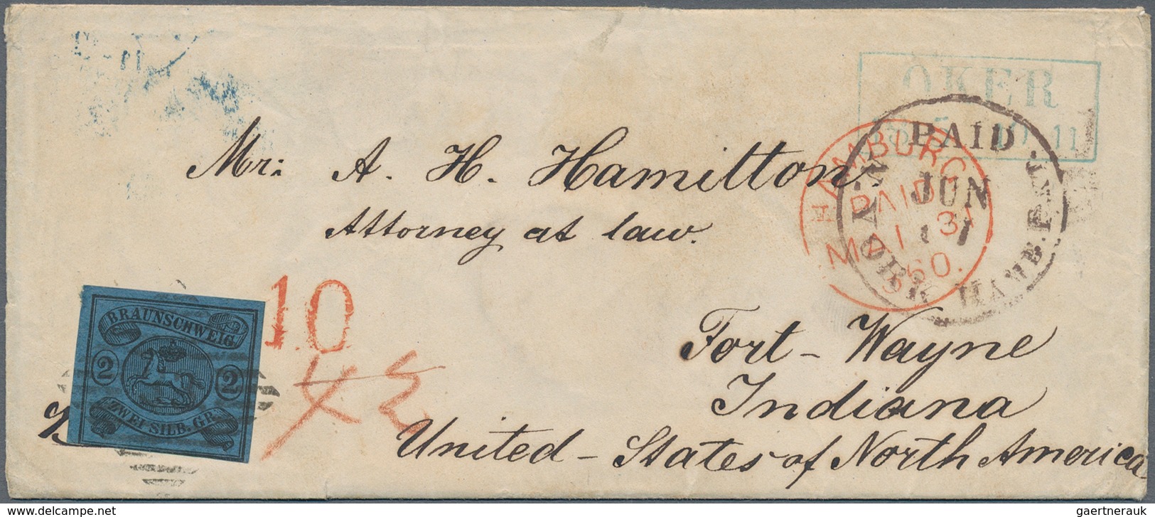 Braunschweig - Marken Und Briefe: 1860, 2 Sgr Schwarz/blau (unten Berührt) Entwertet Mit "33" OKER ( - Braunschweig