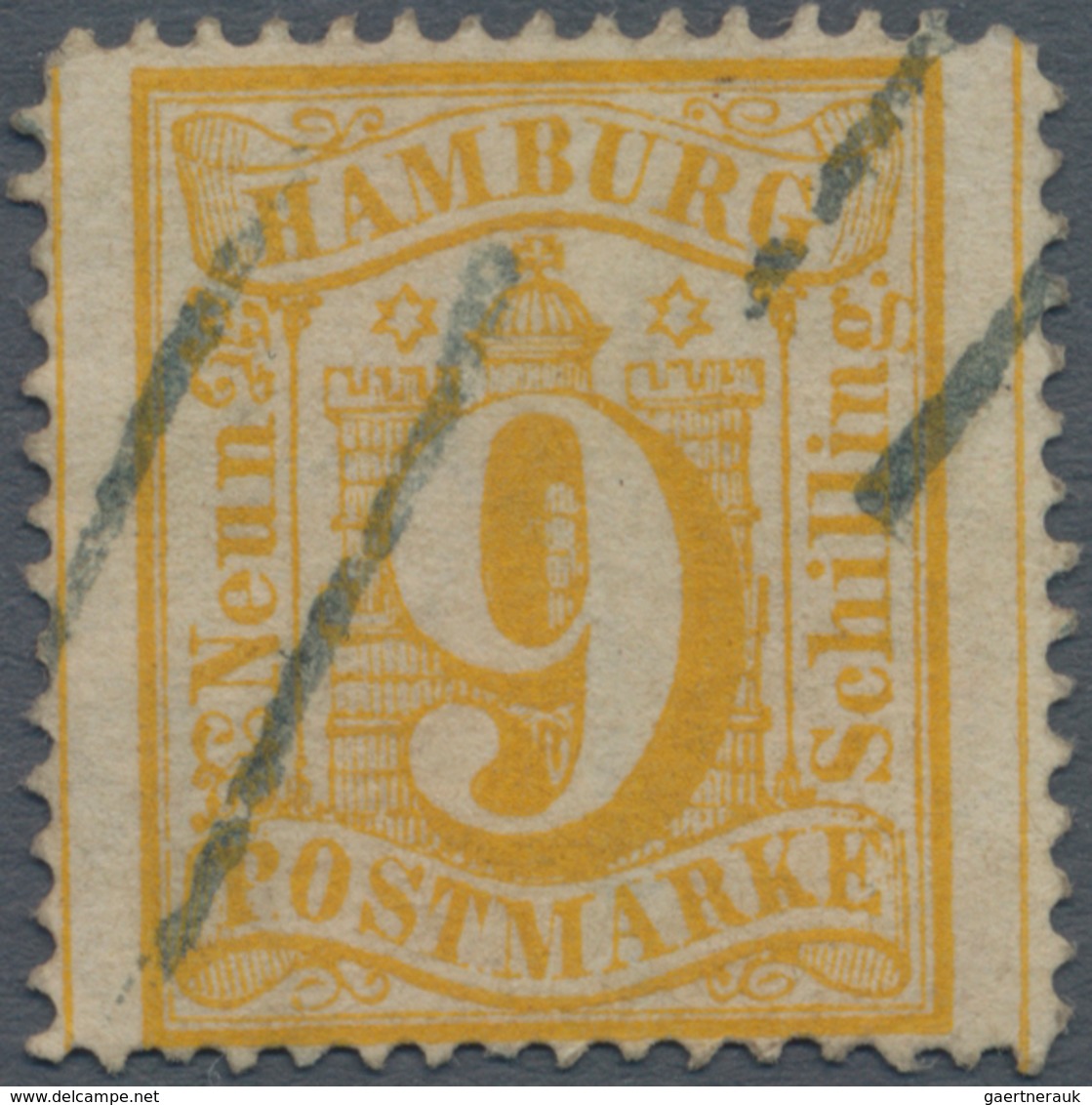 Hamburg - Marken Und Briefe: 1864, 9 Sch. Orangegelb, Farbfrisches Und Gut Gezähntes Exemplar, Klar - Hamburg