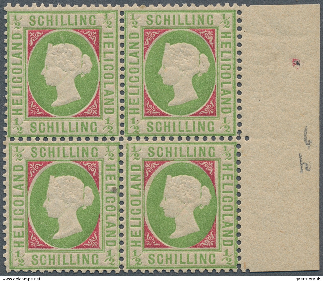 Helgoland - Marken Und Briefe: 1869, QV ½ Schilling Im POSTFRISCHEN LUXUS-VIERERBLOCK Auf Dickem Pap - Heligoland