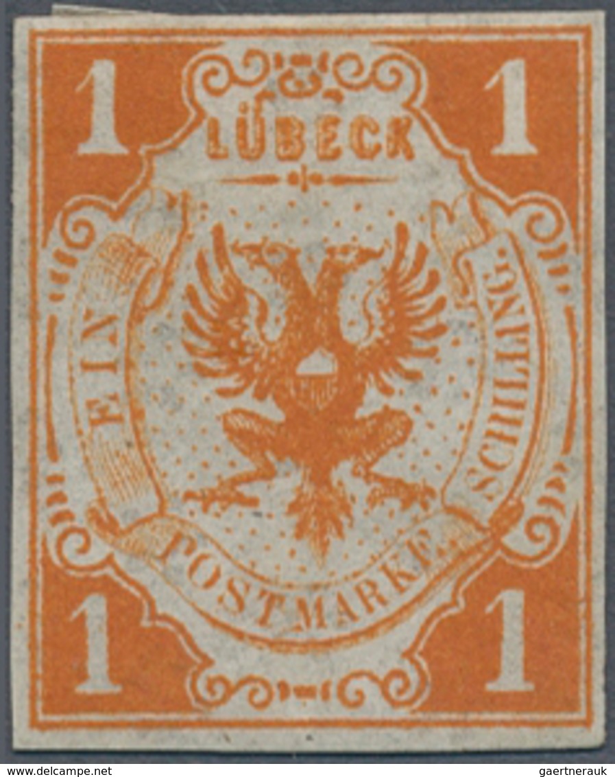 Lübeck - Marken Und Briefe: 1859, 1 Sch. Schwärzlichorange, Farbfrisches Und Allseits Vollrandiges E - Lübeck