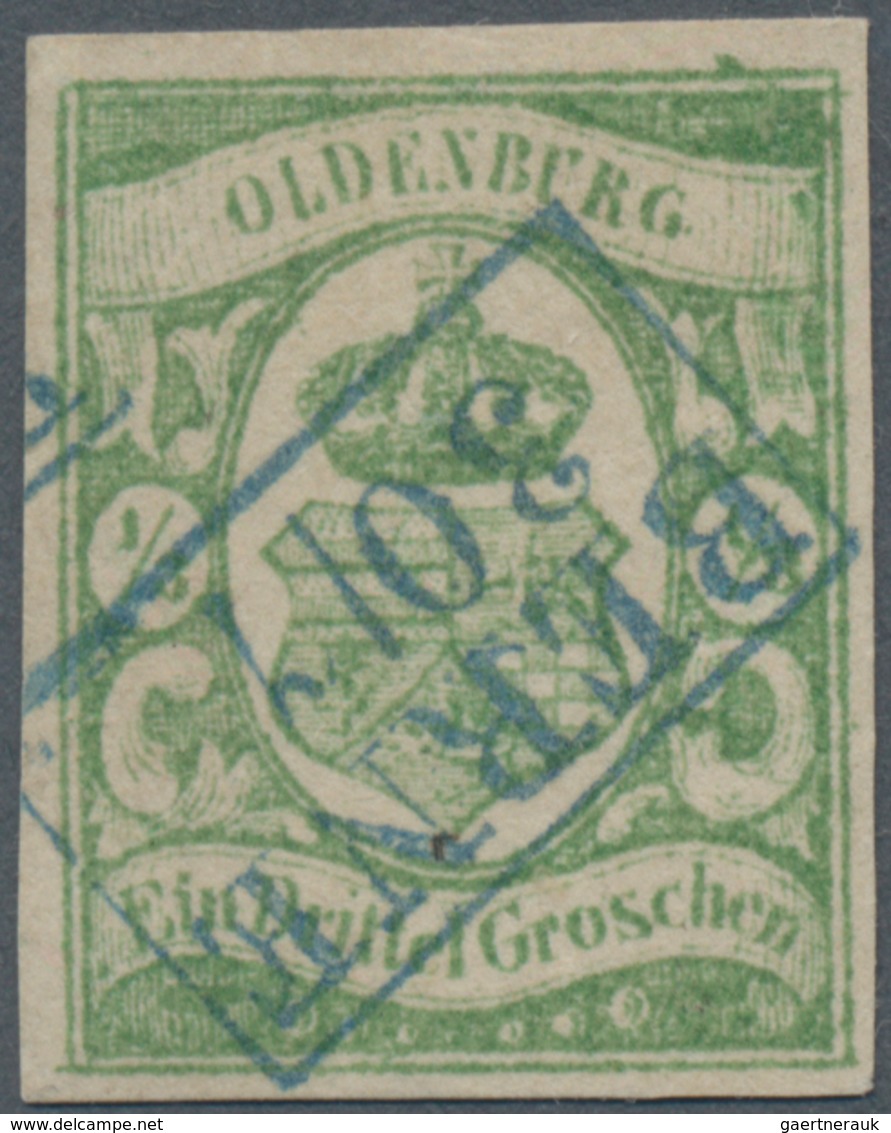 Oldenburg - Marken Und Briefe: 1861, ⅓ Gr. Blaugrün, Farbfrisches Und Allseits Voll- Bis Breitrandig - Oldenburg