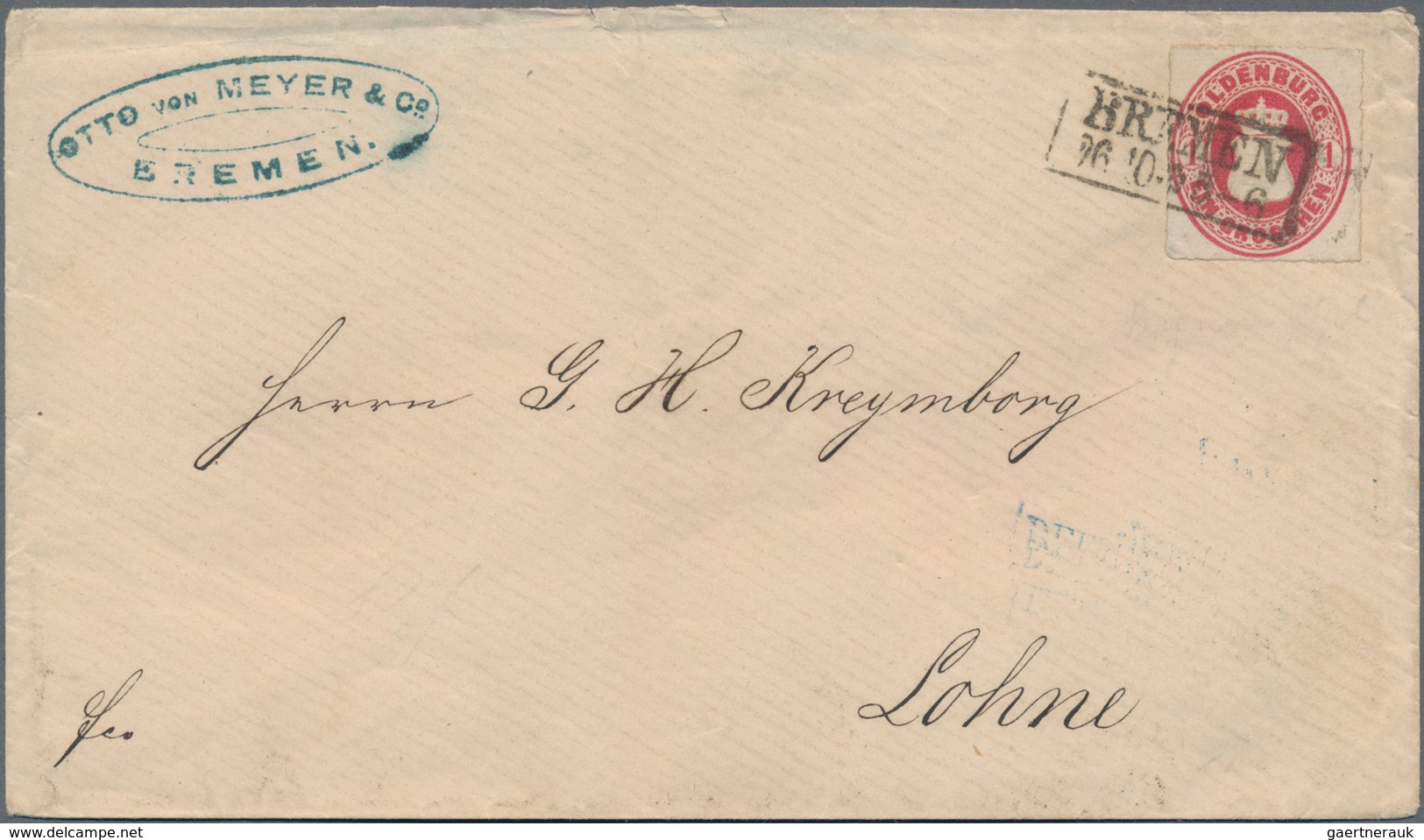 Oldenburg - Marken und Briefe: 1862 1 Gr karmin auf 8 Briefen u. einer Vorderseite, beide Trennungsa