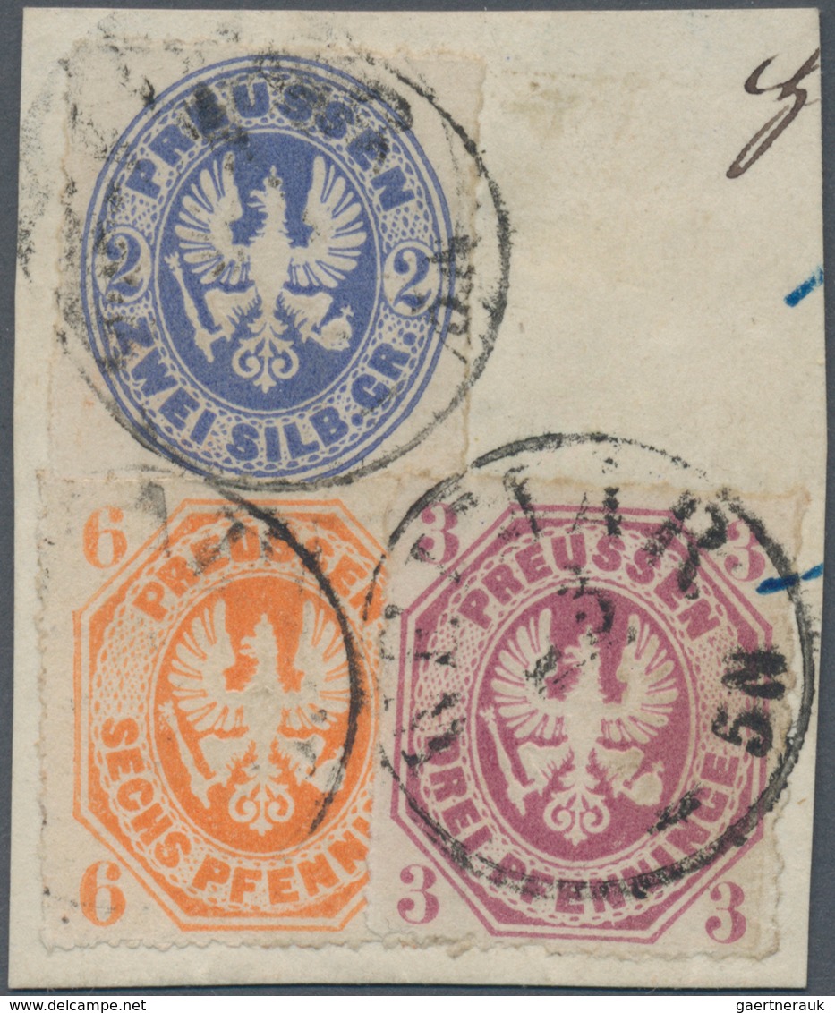 Preußen - Marken Und Briefe: 1861/1865, 6 Pf Orange, 2 Pf Preußischblau Und 3 Pf Graulila Als Tolle - Altri & Non Classificati