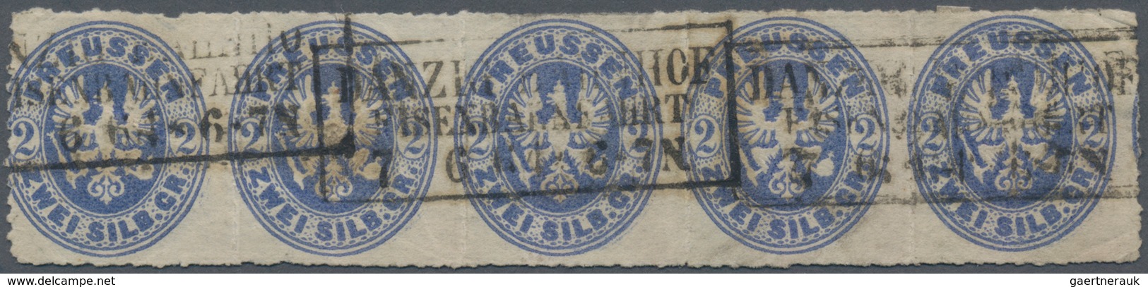 Preußen - Marken Und Briefe: 1862, 2 Sgr Ultramarinblau Im Waager. 5er-Streifen Sauber Entwertet Mit - Andere & Zonder Classificatie
