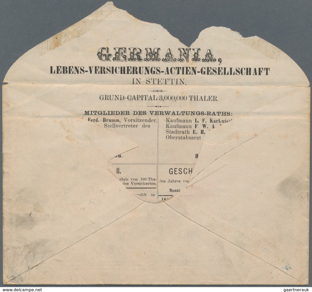 Preußen - Marken Und Briefe: 1867, 3 Sgr. Ockerbraun Auf Vordruck-Firmenumschlag "GERMANIA LEBENS-VE - Andere & Zonder Classificatie