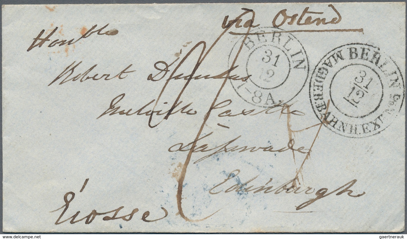 Preußen - Stempel: 1848/1850, 2 Kleine Briefe Nach Edinburgh Mit Stempel "BERLIN MAGDEB. BAHNH. EXP. - Altri & Non Classificati