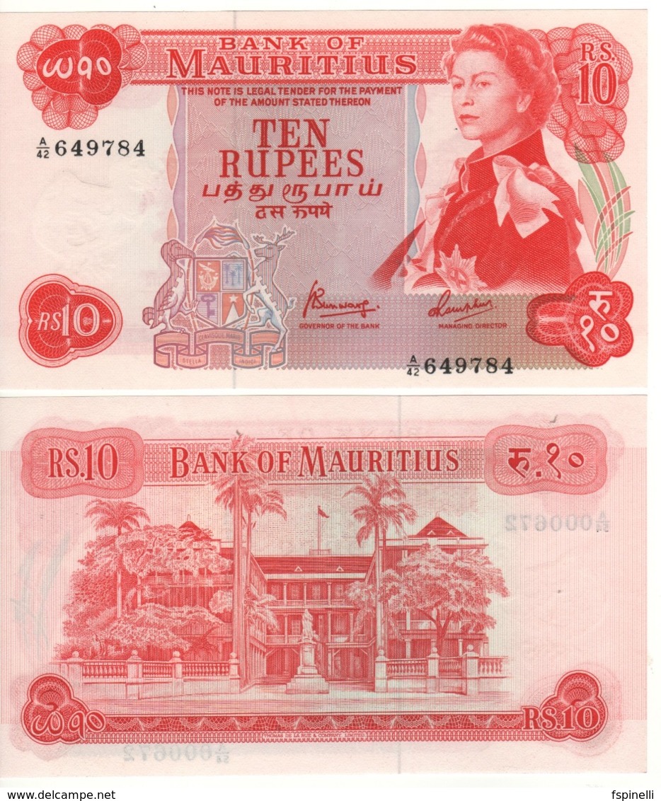 MAURITIUS   10 Rupees   ( Queen Elizabeth II )  P31c.     UNC    ND 1967 - Maurice