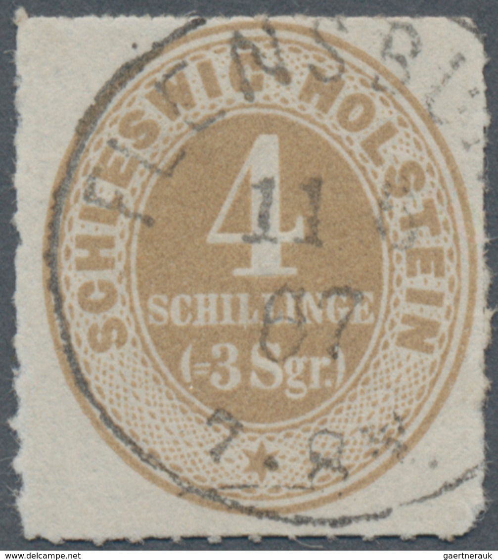 Schleswig-Holstein - Marken Und Briefe: 1865, 4 Schilling Ockerbraun, Sauber Durchstochen, Gestempel - Andere & Zonder Classificatie