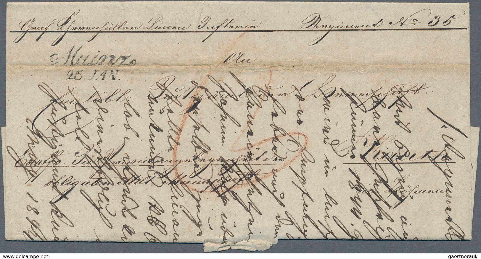 Thurn & Taxis - Vorphilatelie: 1844, "MAINZ 25. JAN." Schreibschrift-L2 Der österr. Post Aus Der Bun - Prefilatelia