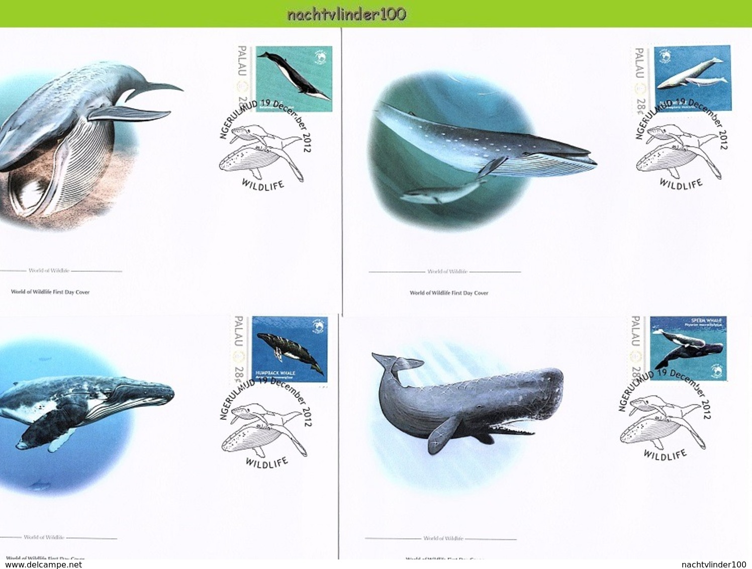 Nfd04fb FAUNA ZEEZOOGDIEREN WALVIS WHALE SEA MAMMALS BALEINES MARINE LIFE PALAU 2012 FDC's - Whales
