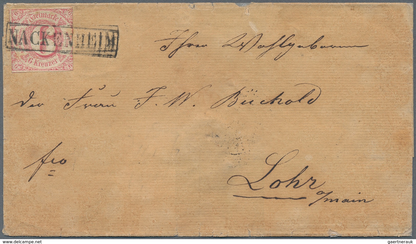 Thurn & Taxis - Landpoststempel: 1860 (Markenausgabe), NACKENHEIM, Ra 1 Schwarz, Klar Auf 6 Kr. Karm - Sonstige & Ohne Zuordnung