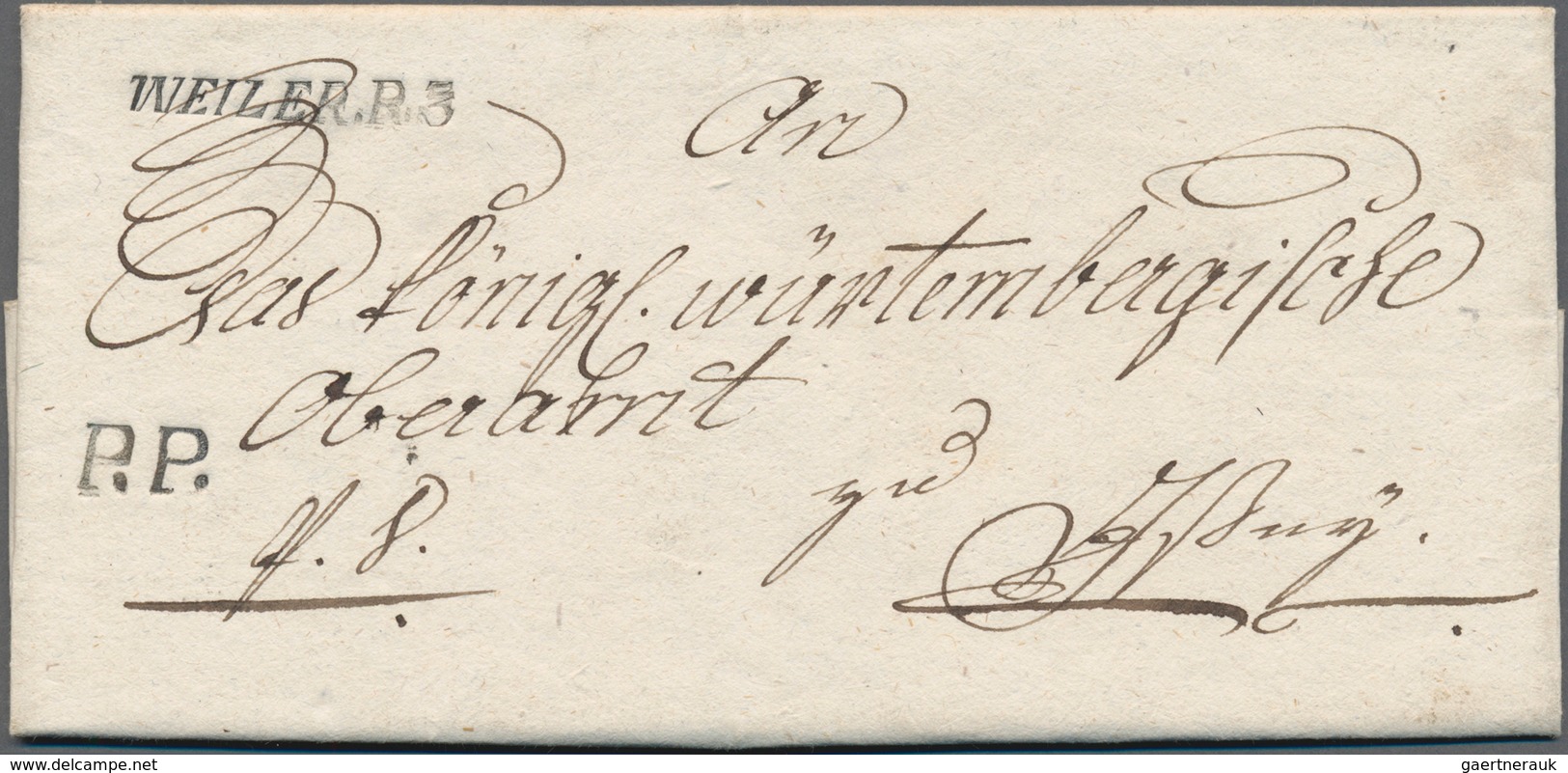 Württemberg - Vorphilatelie: 1810, "WEILER.R.3" Schwarzer Einzeiler + "P.P." Auf Komplettem Faltbrie - Prefilatelia