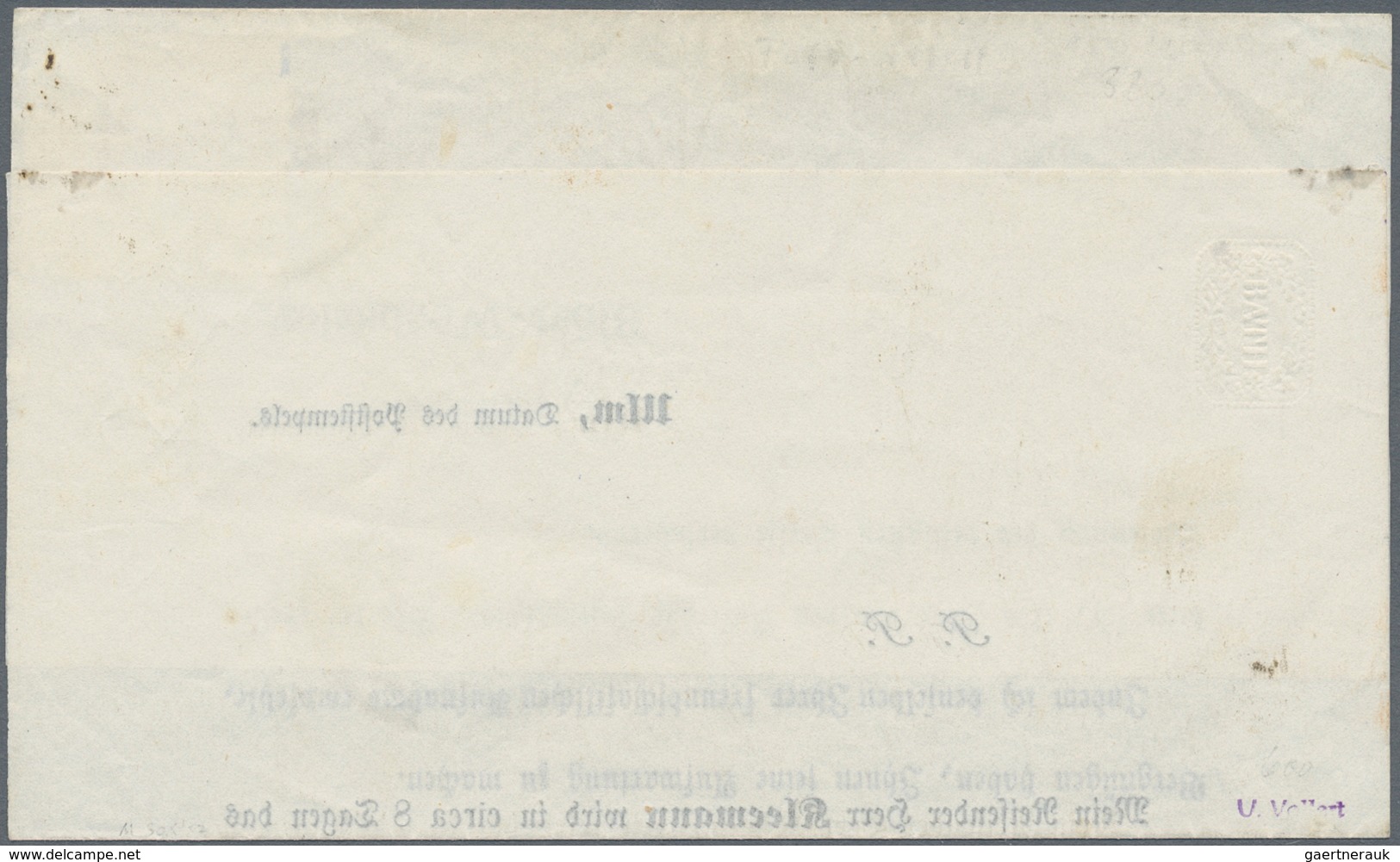 Württemberg - Marken Und Briefe: 1851, 1 Kr. Schwarz Auf Sämisch, Allseits Vollrandig Mit DKr. "ULM - Altri & Non Classificati
