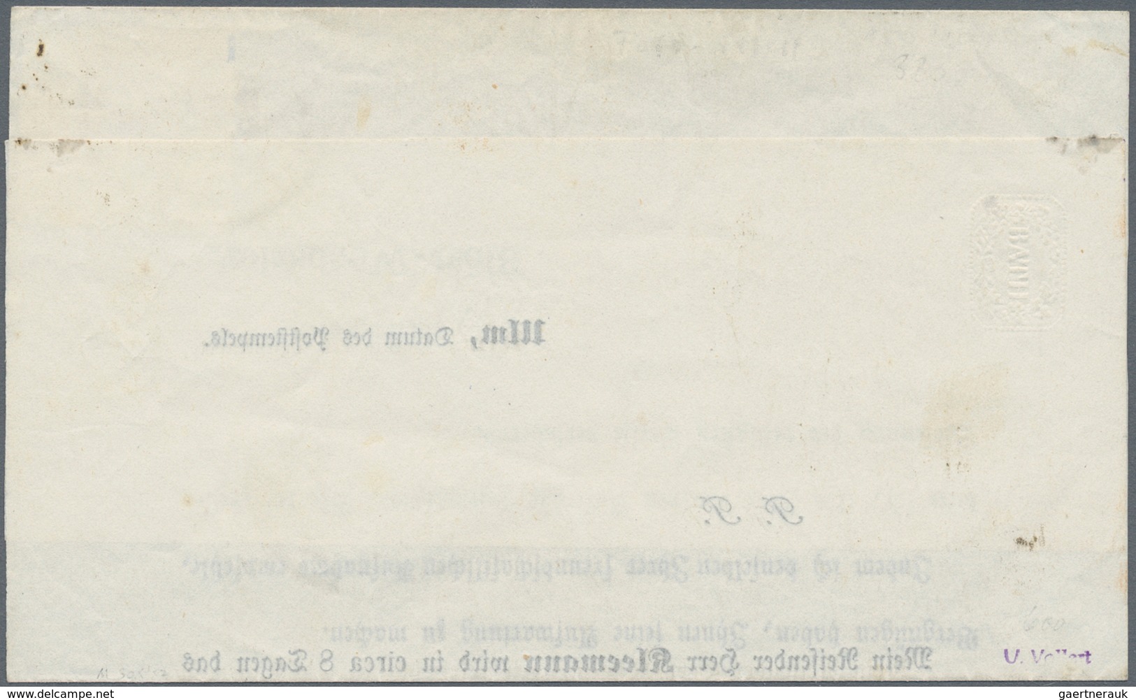 Württemberg - Marken Und Briefe: 1851, 1 Kr. Schwarz Auf Sämisch, Allseits Vollrandig Mit DKr. "ULM - Andere & Zonder Classificatie