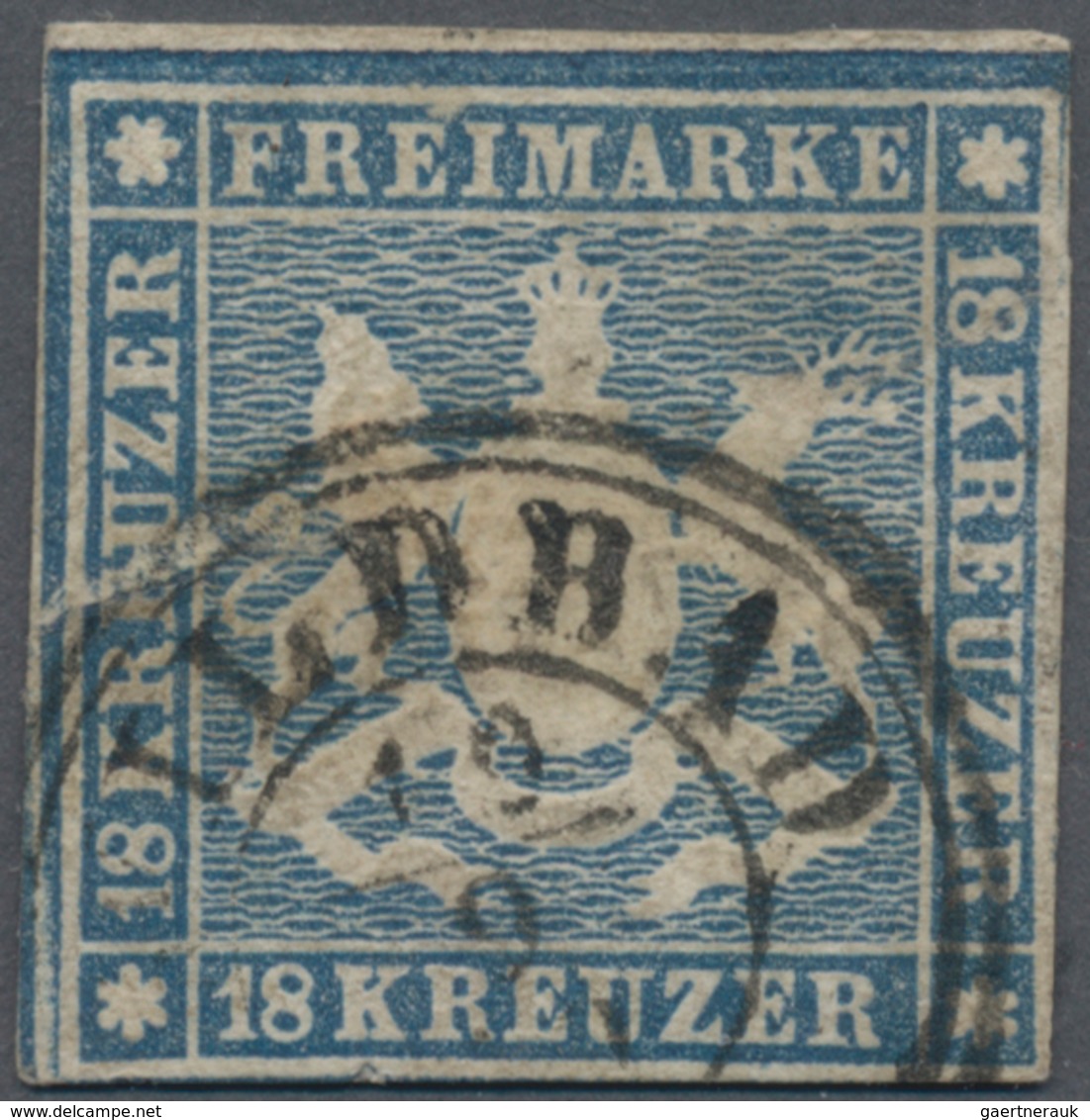 Württemberg - Marken Und Briefe: 1857, 18 Kreuzer Hellblau Sauber Entwertet Mit DKr WILDBAD, Die Mar - Andere & Zonder Classificatie