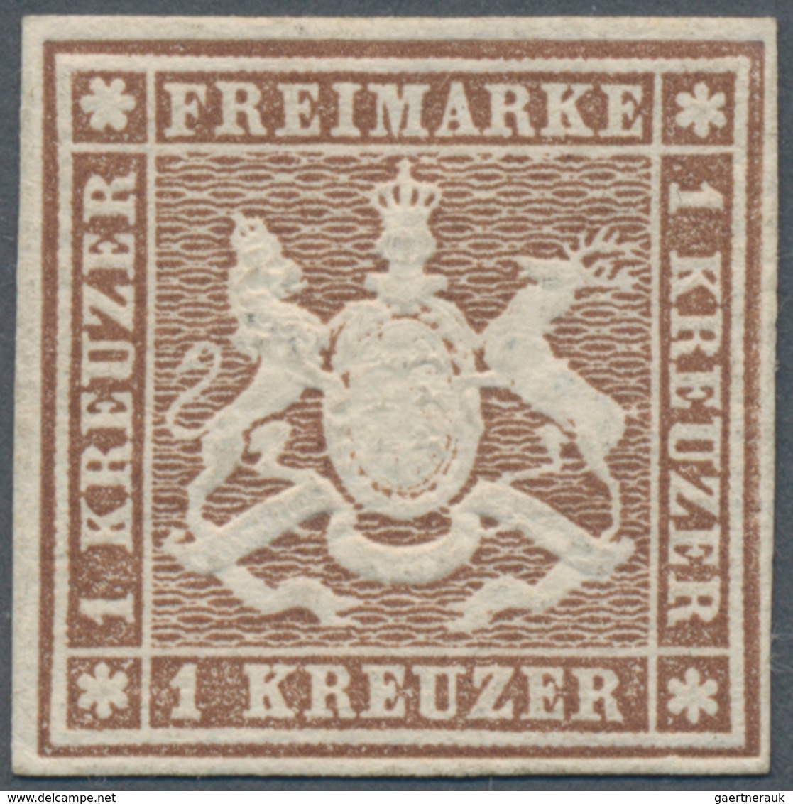Württemberg - Marken Und Briefe: 1859, Wappen 1 Kr. Braun Ohne Seidenfaden, Ungebraucht Mit Vollem O - Andere & Zonder Classificatie