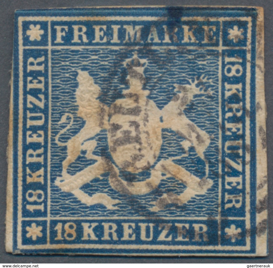 Württemberg - Marken Und Briefe: 1857, Wappen 18 Kr. Hellblau Ohne Seidenfaden, Links Oben/unten Kna - Andere & Zonder Classificatie