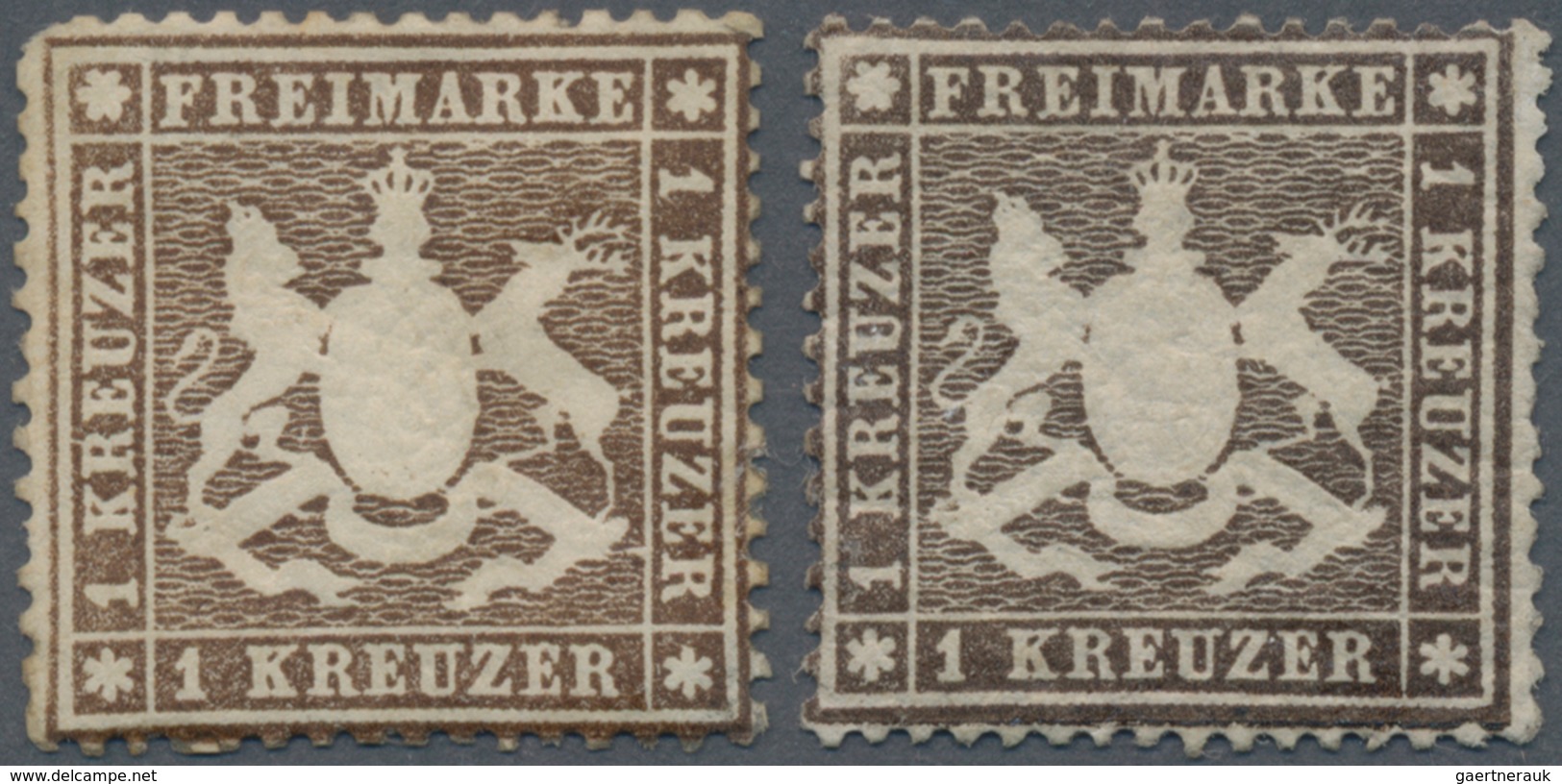 Württemberg - Marken Und Briefe: 1861, Wappen 1 Kr. Dünnes Papier Je Ungebraucht In A-Farbe Braun Un - Altri & Non Classificati