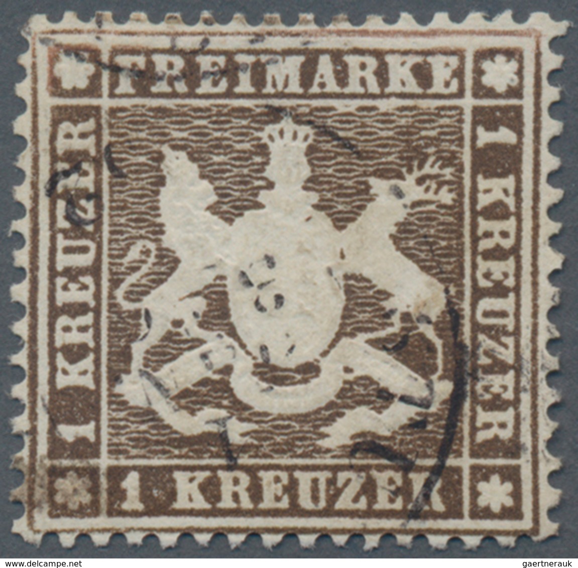 Württemberg - Marken Und Briefe: 1861, 1 Kreuzer Schwarzbraun Sauber Entwertet Mit K1 Stuttgart, Ech - Altri & Non Classificati