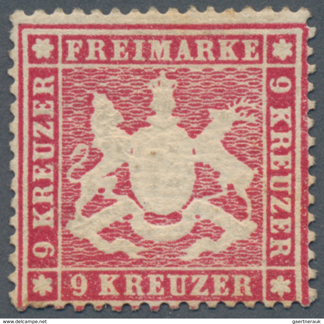 Württemberg - Marken Und Briefe: 1861, Wappen 9 Kr. Karmin, Dickes Papier Eng Gezähnt Ungebraucht Mi - Andere & Zonder Classificatie