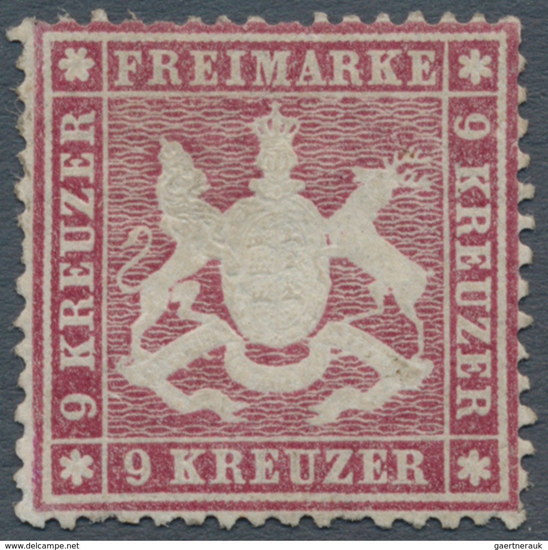 Württemberg - Marken Und Briefe: 1861, Wappen 9 Kreuzer Eng Gezähnt, Dünnes Papier In B-Farbe Lilaro - Altri & Non Classificati