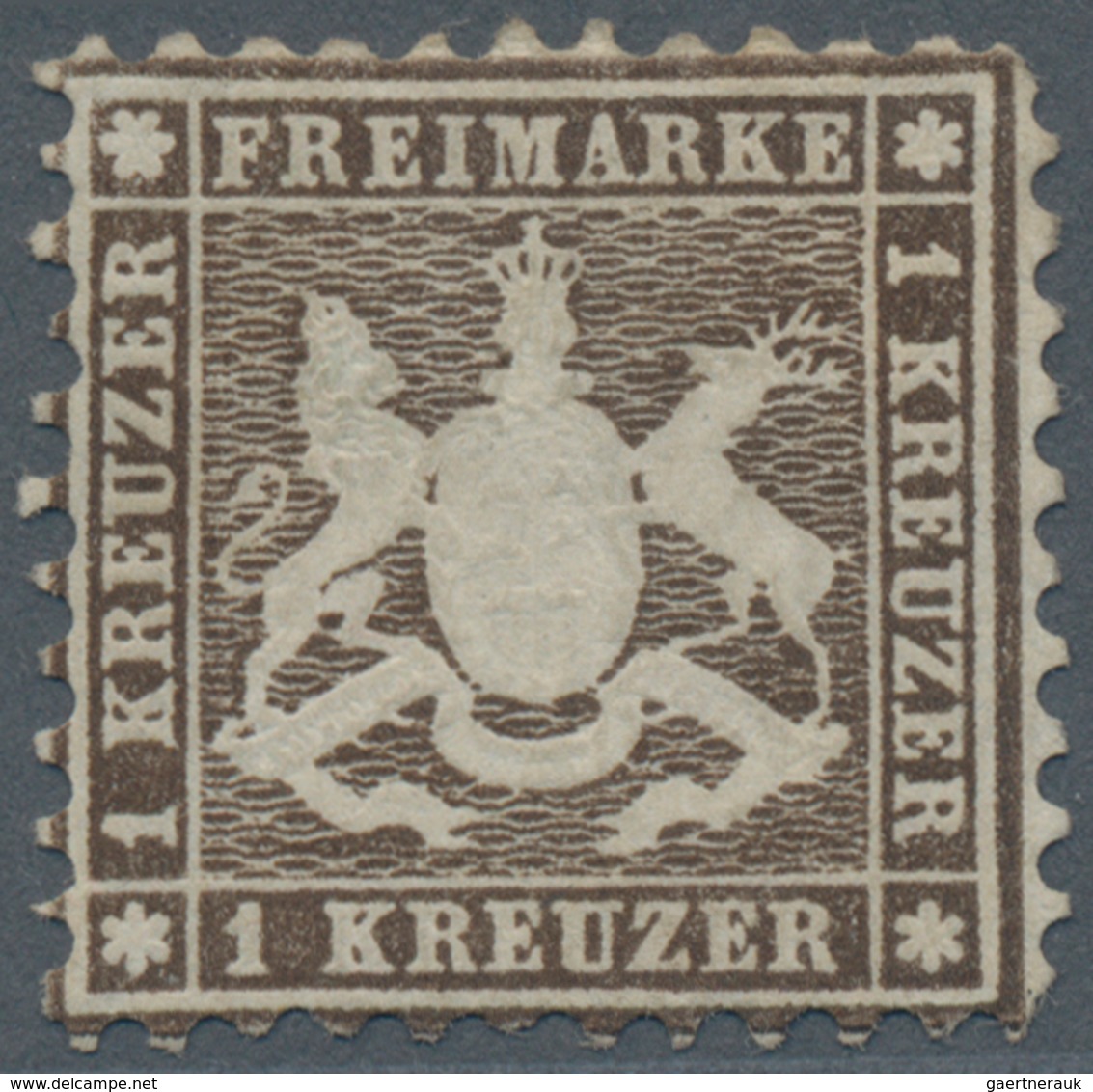 Württemberg - Marken Und Briefe: 1862, Wappen 1 Kr. Schwarzbraun, Weit Gezähnt Ungebraucht Ohne Gumm - Andere & Zonder Classificatie