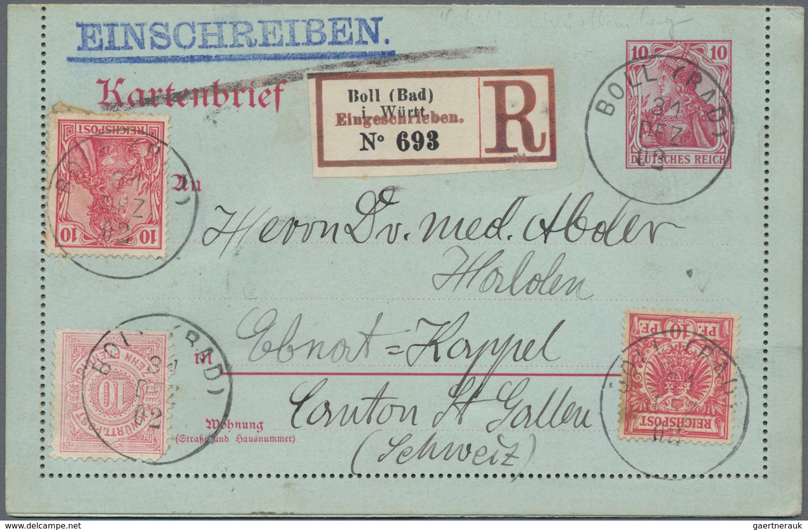 Württemberg - Marken Und Briefe: 1902, LETZTTAG: 10 Pfg. Rosa Zus. Mit 10 Pfg. Krone/Adler Und 10 Pf - Andere & Zonder Classificatie