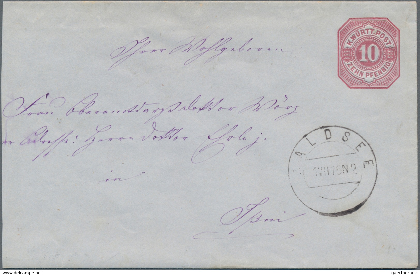 Württemberg - Ganzsachen: 1875, 1. Juli, 10 Pfg. GA-Umschlag Mit Ersttagsstempel Der Pfennigwährung, - Altri & Non Classificati