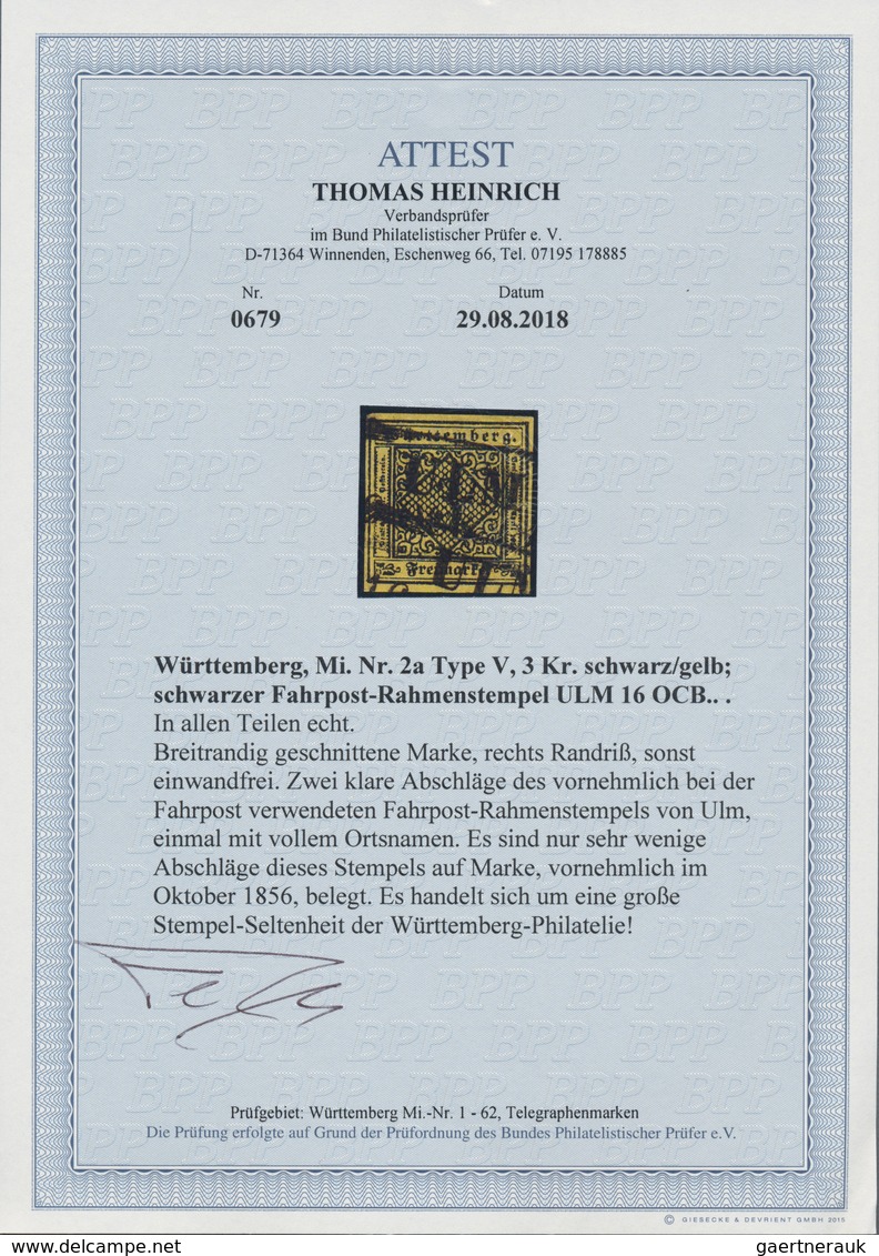 Württemberg - Stempel: ULM, Schwarzer Fahrpost-Rahmenstempel, 2x , Davon 1x Mit Vollem Abschlag Des - Andere & Zonder Classificatie