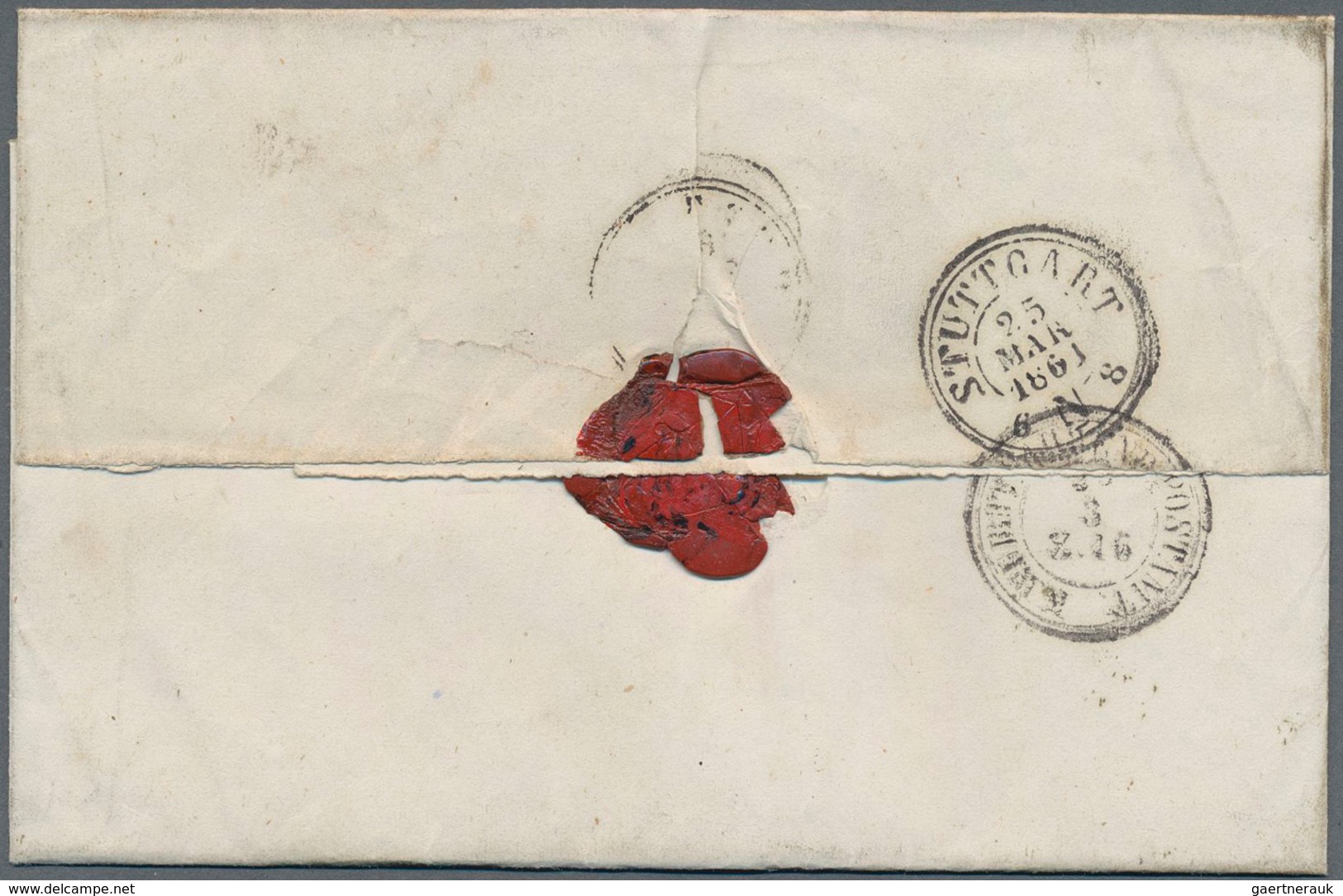 Württemberg - Bahnpost: ALTBACH 25/3 (1861) Seltener Segmentstempel Auf Frischer Falthülle Mit Wappe - Andere & Zonder Classificatie