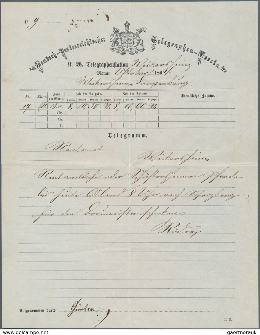 Württemberg - Besonderheiten: 1864, Telegramm, Vordruck-Umschlag Der K.Württemb. Telegraphen-Station - Altri & Non Classificati