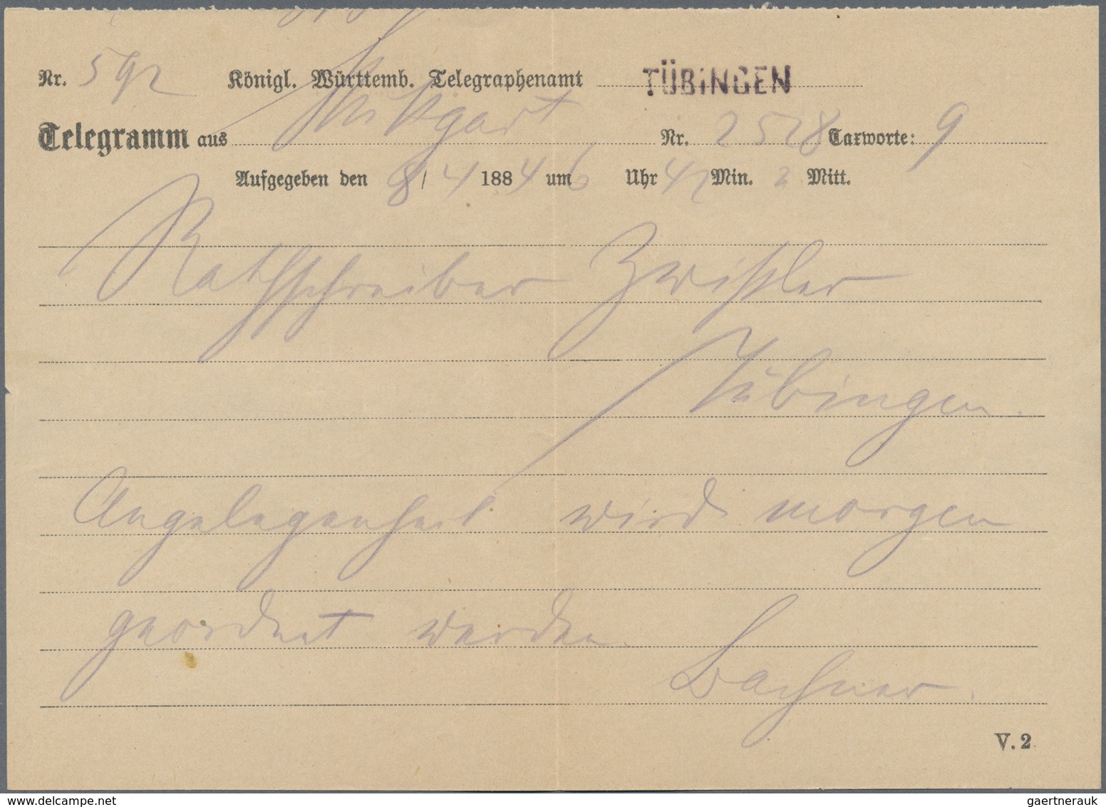 Württemberg - Besonderheiten: 1884, Telegramm, Vordruck-Umschlag Des K.Württemb. Telegraphenamtes Mi - Sonstige & Ohne Zuordnung