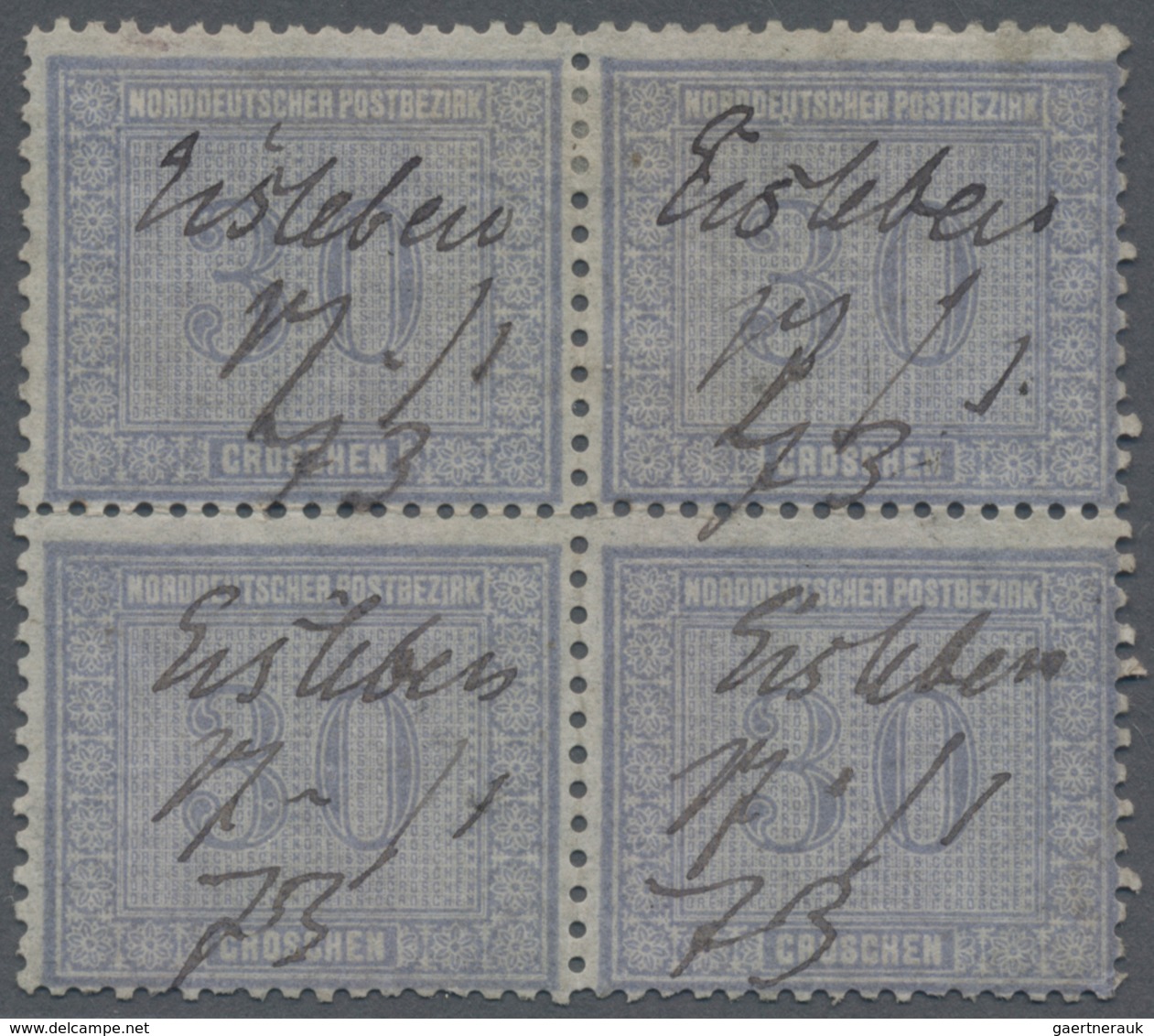 Norddeutscher Bund - Marken Und Briefe: 1869, Freimarke 30 Gr Für Den Innendienst, Gebrauchter Viere - Sonstige & Ohne Zuordnung