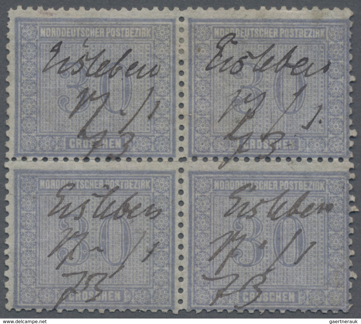 Norddeutscher Bund - Marken Und Briefe: 1869, Freimarke 30 Gr Für Den Innendienst, Gebrauchter Viere - Altri & Non Classificati