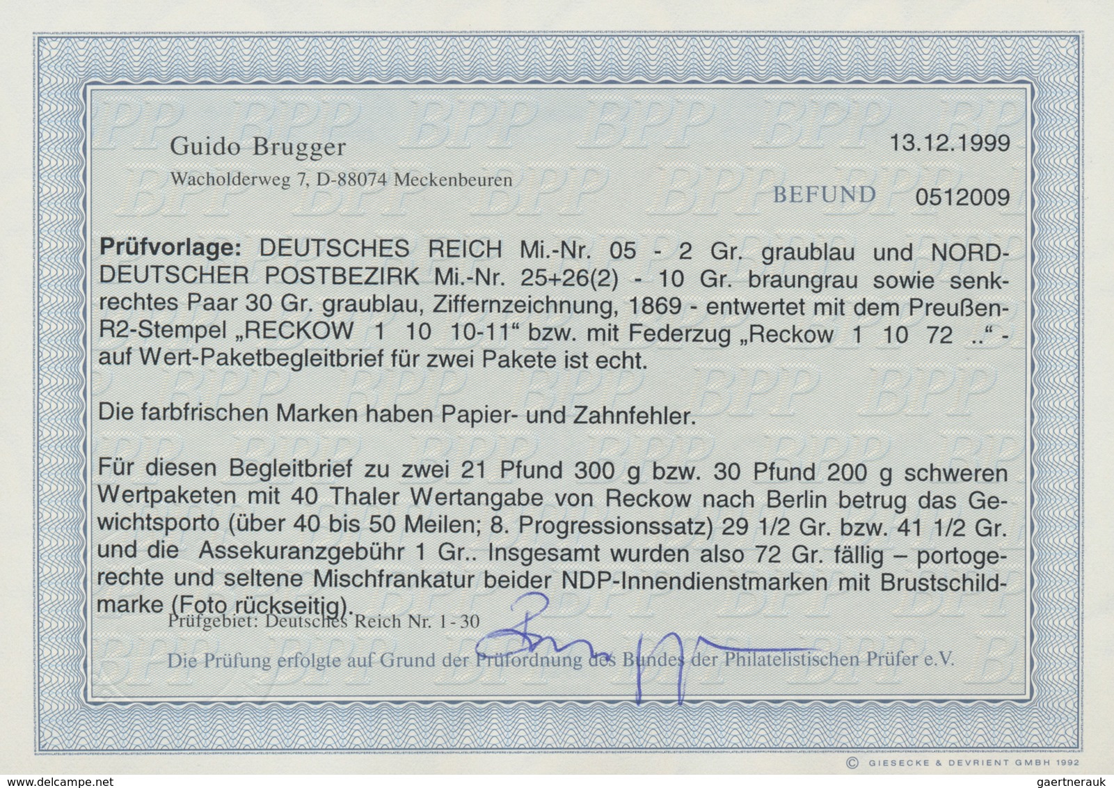 Norddeutscher Bund - Marken Und Briefe: 1872, Innendienst 30 Gr Im Paar Und 10 Gr Mit Federzug Und S - Altri & Non Classificati