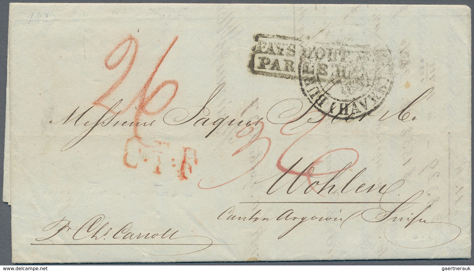 Transatlantikmail: 1837 Two Stampless Covers From New York To Wohlen, Switzerland Via France, From T - Altri - Europa