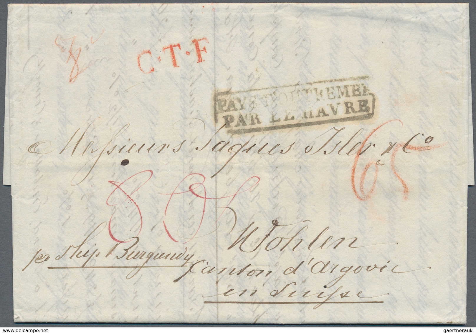 Transatlantikmail: 1837 Two Stampless Covers From New York To Wohlen, Switzerland Via France, From T - Altri - Europa