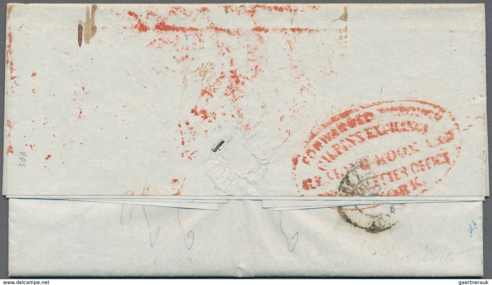 Transatlantikmail: 1841, Folded Letter From NEW YORK Via Le Havre To Bordeaux. Red Oval "FORWARDED T - Otros - Europa